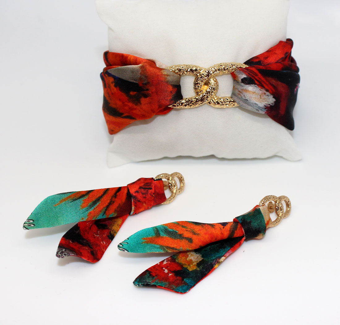 Pendientes de corbata de seda de coloridos corales letsgotopaname